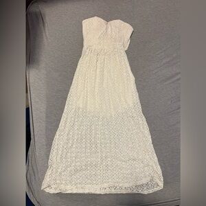 Cutout lace strapless midi dresses